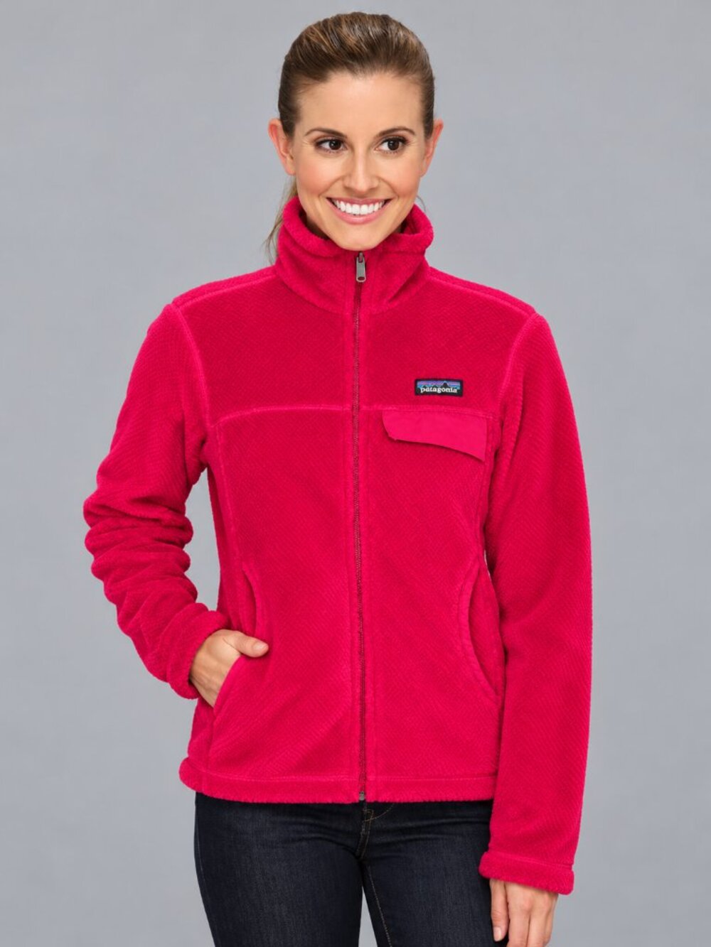 Patagonia Magenta Re-Tool Full Zip Fleece Jacket Pink Sherpa Contoured SZ Small